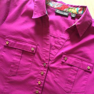 {New York & Co} Popover Shirt w/ Roll-Tab Sleeve